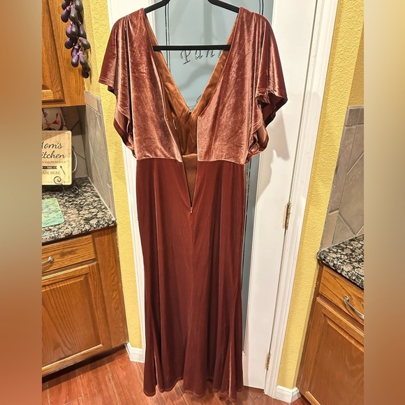 Revelry gween velvet terracotta Rust Maxi Dress size 10 - Picture 6 of 14